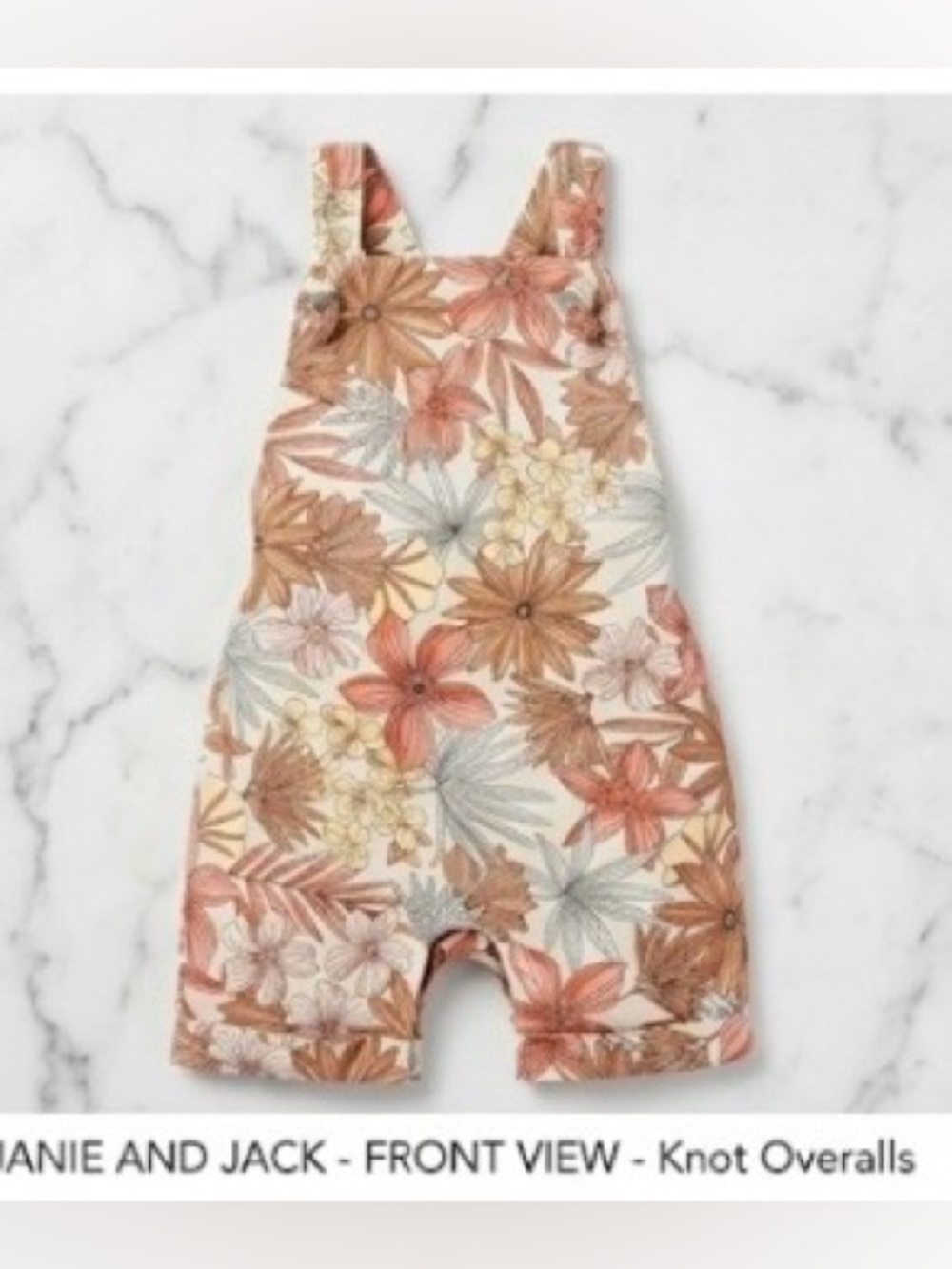 Janie and Jack 🌷Baby-Adorable Floral Knot Overalls NEW WITH TAGS 0-3M